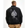 Unisex Uzun Kol Baskılı Bomber Ceket - Siyah