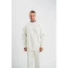 Uzun Kol Bisiklet Yaka Basic SweatShirt - Beyaz