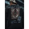 Uzun Kol Bisiklet Yaka Baskılı SweatShirt - Siyah