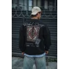 Uzun Kol Bisiklet Yaka Baskılı SweatShirt - Siyah