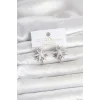 Zirkon Taşlı Pirinç Gümüş Renk Kutup Yıldızı Kadın Küpe