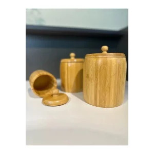 1 Adet Bambu Ahşap Kavanoz - Saklama Kabı- Baharatlık (11 x 8 cm)