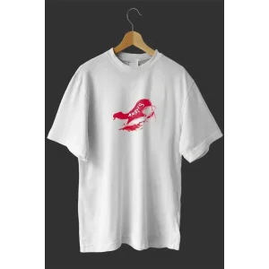 1 Mayıs Emekçiler Günü Baskılı Oversize Bisiklet Yaka T-shirt - Beyaz