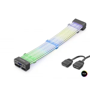 2X8 Pin Argb Pcie Gpu Güç Uzatma Kablosu Bükülebilir 2 Mm 108 Led Siyah ND2813B
