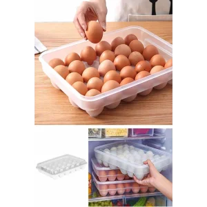 30 Yumurta Kapasiteli Yumurta Saklama Kabı -Kapaklı Pratik Yumurta Saklama Kutusu-Yumurta Organizeri