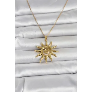 316L Çelik Gold Renk Bohem Güneş Model Kadın Kolye - TJ-BKO11047