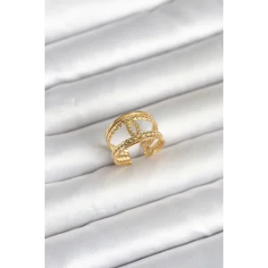 316L Çelik Gold Renk Burgu Düğüm Model Kadın Yüzük - TJ-BYK4163