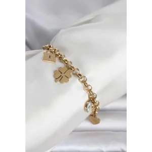 316L Çelik Gold Renk Charmlı Kadın Bileklik - TJ-BB8382