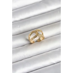 316L Çelik Gold Renk Düğüm Model Kadın Yüzük - TJ-BYK4165