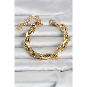 316L Çelik Gold Renk Kalın Zincirli Kadın Bileklik - TJ-BB8391