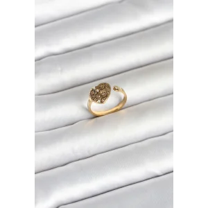 316L Çelik Gold Renk Kalp Model Kadın Yüzük - TJ-BYK4172