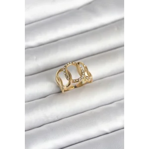 316L Çelik Gold Renk Samanyolu Model Kadın Yüzük - TJ-BYK4160