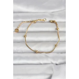 316L Çelik Gold Renk Top Zincirli Kadın Bileklik - TJ-BB8393