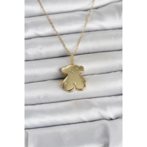 316L Çelik Zincir Gold Renk Ayıcık Model Açılabilir Kadın Kolye - TJ-BKO11036