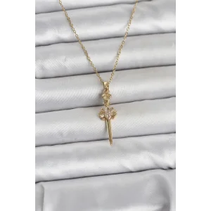 316L Çelik Zincir Gold Renk Kılıç Model Kadın Kolye - TJ-BKO11028