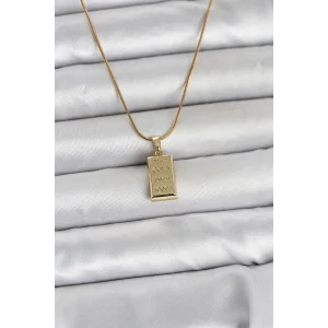 316L Çelik Zincir Gold Renk Külçe Altın Model Kadın Kolye - TJ-BKO11042