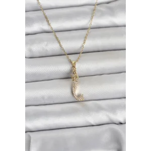316L Çelik Zincir Gold Renk Zirkon Taşlı Deniz Kızı Model Kadın Kolye - TJ-BKO11024