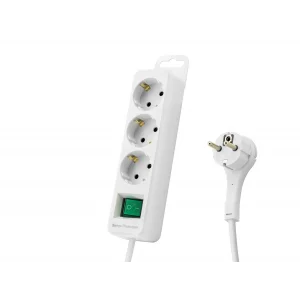 Akım Korumalı Uzatma Kablosu 3 Priz Anahtarlı 306 Joule 3G1.0Mm Tam Bakır 1.5M - Beyaz SPGF03