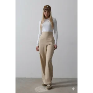 Beli Yarım Lastikli Palazzo Pantolon - Camel