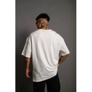 Erkek 24/1 Düz A Kalite Oversize T-shirt - Beyaz