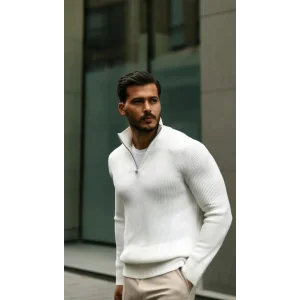 Erkek Balıkçı Zip Yaka Uzun Kollu Triko