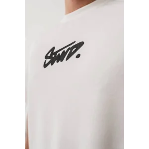 Erkek Baskılı Oversize T-shirt - Beyaz