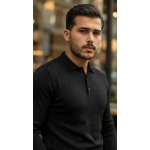 Erkek Düğme Yakalı Triko
