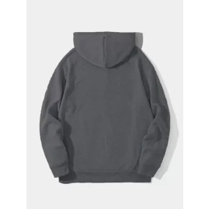 Erkek Düz Kapüşonlu Sweat - Füme