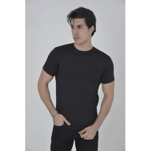 Erkek File Cepli Slim Fit T-shirt - Siyah