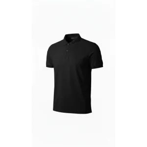 Erkek Pike Kumaş Düğmeli Yaka Regular Fit Günlük Kısa Kol Tişört T-shirt - Siyah