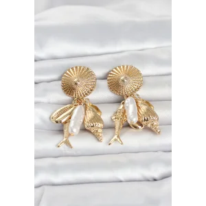 Gold Renk Deniz Temalı Vintage Kadın Küpe TJ-BKP11799