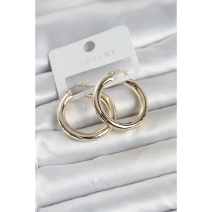 Gold Renk Pirinç Halka 30 mm Kadın Küpe - TJ-BKP11759