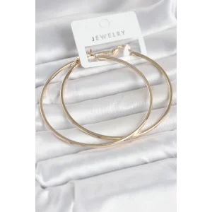 Gold Renk Pirinç Köşeli Kenar Halka 72 mm Kadın Küpe - TJ-BKP11769