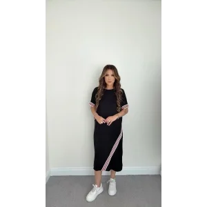 Kadın Kol Ve Etek şerit Detaylı Midi Boy Elbise