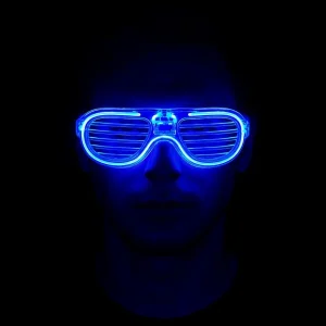Mavi Led Işıklı Parti Gözlüğü - Neon Glow Gözlük 3 Modlu
