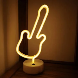 Neon Gitar Masa Lambası Pil + USB