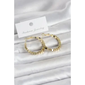 Pirinç Gold Renk Kare Halka Model Kadın Küpe - TJ-BKP11774