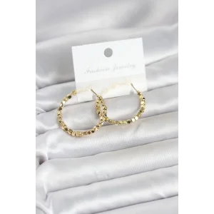 Pirinç Gold Renk Minimal Kare Halka Kadın Küpe - TJ-BKP11775