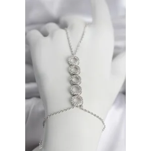 Pirinç Gümüş Renk Zirkon Taşlı Sıralı Halka Model Kadın Şahmeran - TJ-SN762