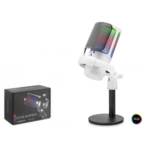 Profesyonel Mikser Kontrollü Rgb Mikrofon 24 Bit Çinko Alaşım Gövde Type-C - Beyaz ME6SW