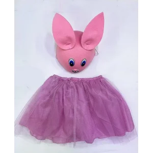Tavşan Kostümü Pembe - 23 Nisan Tavşan Şapka ve Tütü Etek Seti 2 Parça