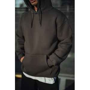 Üç İplik Penye Kapşonlu Basic SweatShirt - Antrasit