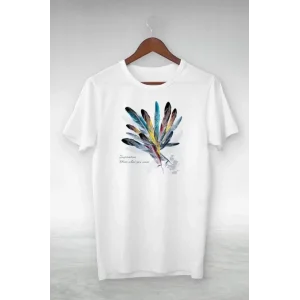 Unisex Baskılı Oversize T-Shirt - Beyaz