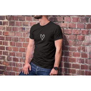 Unisex Bisiklet Yaka Baskılı Oversize T-Shirt - Siyah