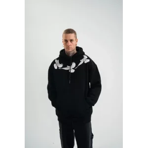 Unisex Uzun Kol Bisiklet Yaka Yıkamalı SweatShirt - Siyah