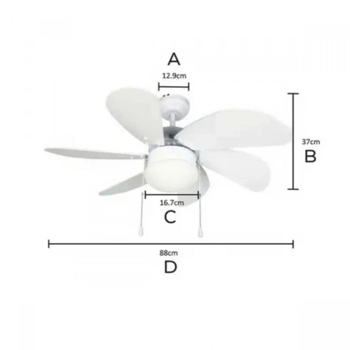 Vanti KCF281 60w Beyaz 6 Kanatlı Avizeli 78cm Tavan Vantilatörü(Kopya)