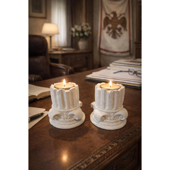 Dekoratif 2 li Sütun (2 adet tealight mum hediyemizdir)
