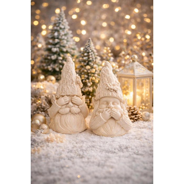 Anlamlı Dekoratif Biblo Seti | Görmedim & Söylemedim Figür | Modern Ev Ofis Süsü 18 cm