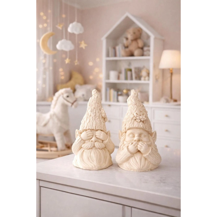 Anlamlı Dekoratif Biblo Seti | Görmedim & Söylemedim Figür | Modern Ev Ofis Süsü 18 cm