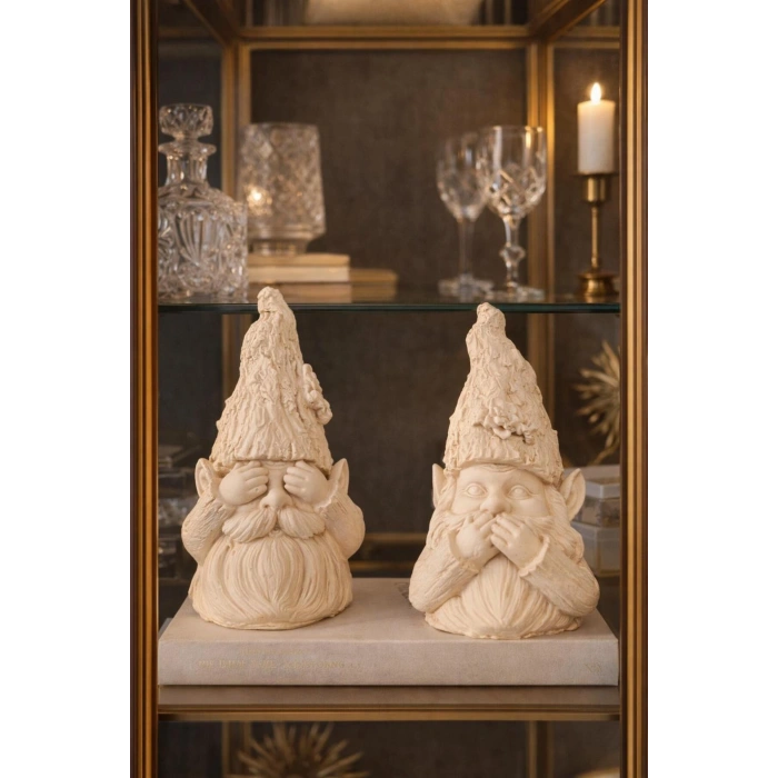 Anlamlı Dekoratif Biblo Seti | Görmedim & Söylemedim Figür | Modern Ev Ofis Süsü 18 cm